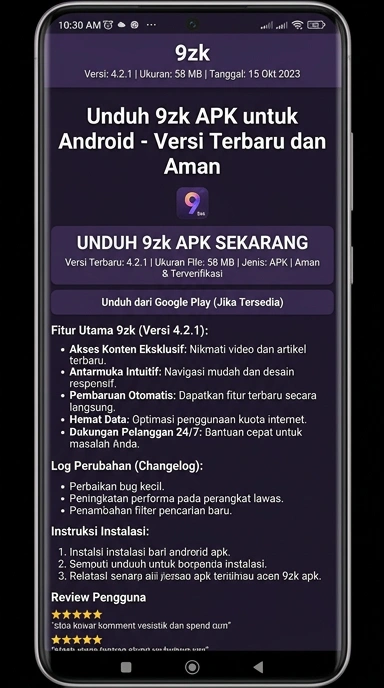 Tampilan halaman APK 9zk