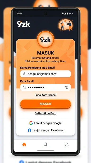 Tampilan halaman login 9zk