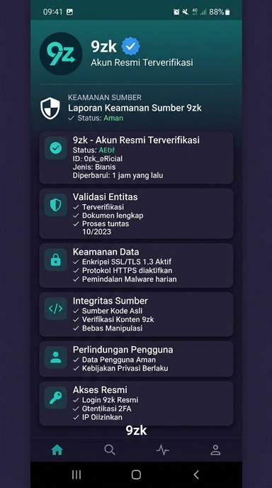 Tampilan kanal resmi 9zk