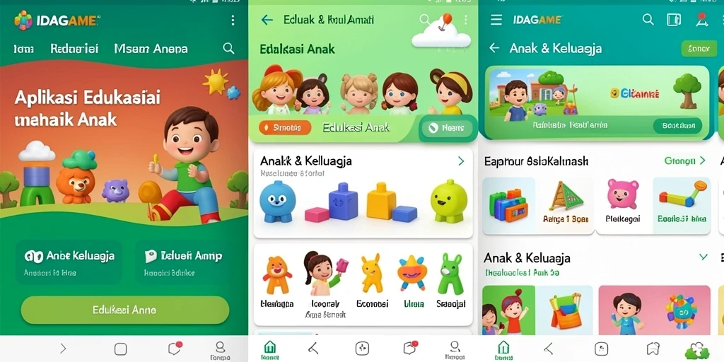 Antarmuka IDAGAME yang ceria dan edukatif untuk anak.