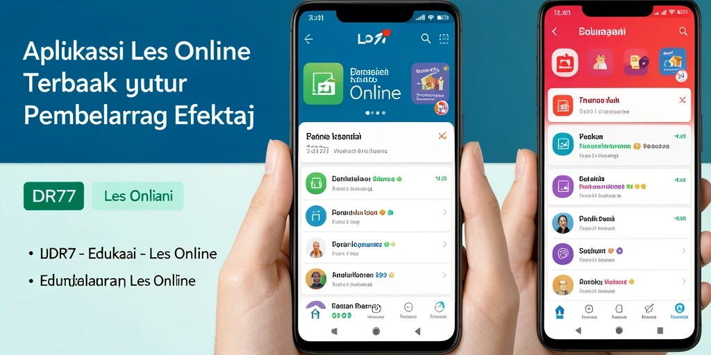 Antarmuka aplikasi IDR77 yang menarik untuk Les Online.