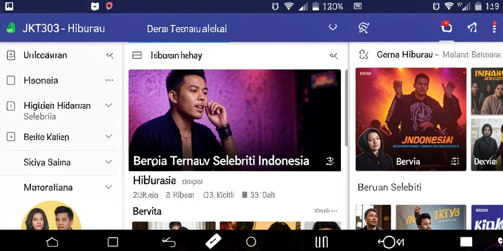 Screenshot utama JKT303 menampilkan tampilan berita selebriti yang menarik.