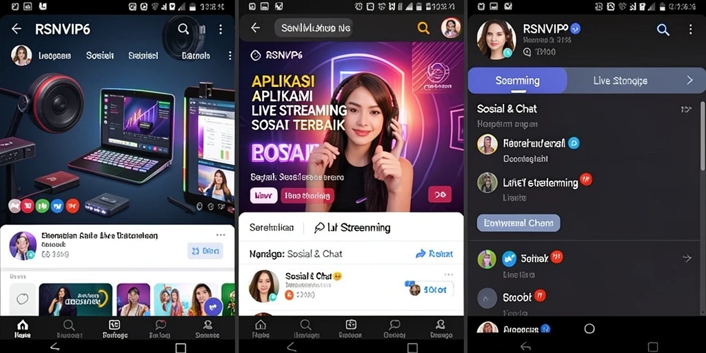 Tampilan utama RSNVIP6 dengan fitur Live Streaming yang interaktif.