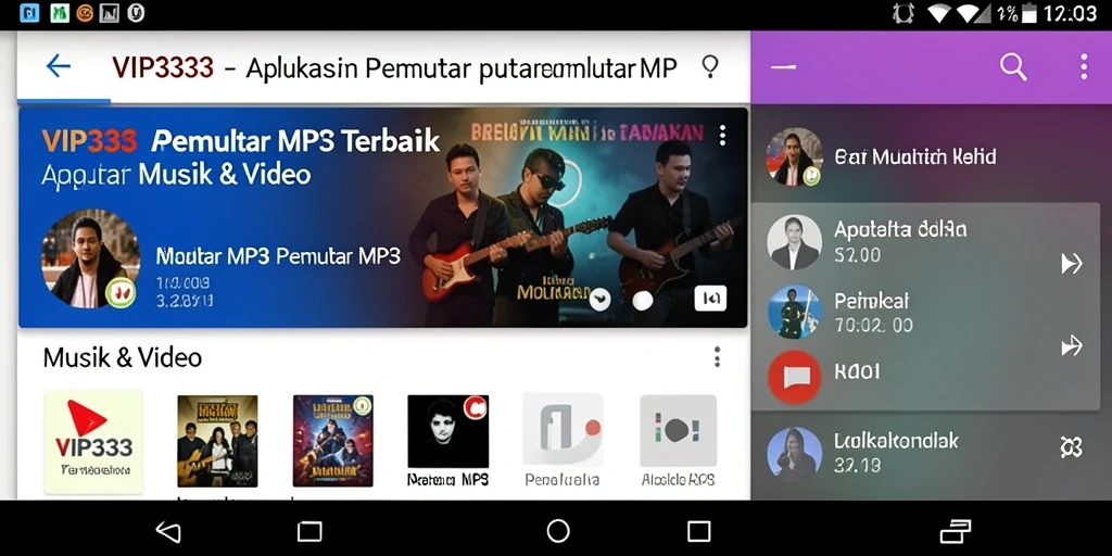 Antarmuka bersih dan fungsional dari VIP333 Pemutar MP3.